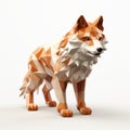 Low Poly Dire Wolf White And Dark Orange 3d Model Royalty Free Stock Photo