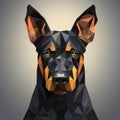 Polygonal Dog With Black And Brown Head And Ears