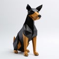 Low Poly Doberman Dog Paper Model: Minimalistic Origami Sculpture