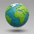 Low poly earth globe floating with shadow Royalty Free Stock Photo