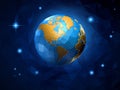 Low poly earth on polygonal space background Royalty Free Stock Photo