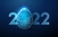 Low poly Easter Egg with number 2022 Year. Royalty Free Stock Photo