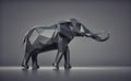 Low poly elephant on dark background