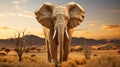 A low poly elephant in a desert