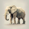 Low poly elephant isolated on white background. Polygonal illustration.