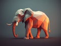 Low poly elephant portrait on dark background, AI generated