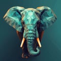 Low Poly Elephant Portrait In Surreal Style