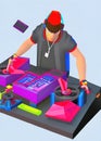 Low poly:fantasy creative dj play in nightclub,Ai generated