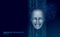 Low poly female human face biometric identification. Recognition system concept. Personal data secure access scanning Royalty Free Stock Photo