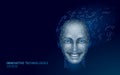 Low poly female human face biometric identification. Recognition system concept. Personal data secure access scanning Royalty Free Stock Photo