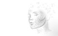 Low poly female human face laser skin treatment. Rejuvenation procedure beauty salon care. Clinic medicine cosmetology