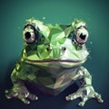Low Poly Frog Portrait In Surreal Style