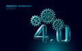 Low poly future industrial revolution concept. Industry 4.0 AI artificial cyber autonomous process. Online technology