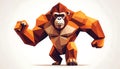 Low Poly Geometric Ape Standing with Fists Ready Royalty Free Stock Photo