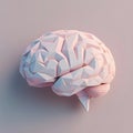 Low poly geometric brain in soft pink tones on pastel blue background, representing rigid cognition and neurodevelopmental Royalty Free Stock Photo