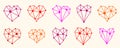 Low poly geometric hearts vector icons or logos set, graphic design 3d love theme elements. Royalty Free Stock Photo