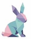 Low Poly Geometric Rabbit Illustration in Pastel Colors Royalty Free Stock Photo