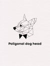 Poligonal geometrical dog vector head on watercolor paper background