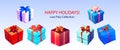 Low poly gifts collection, holidays, birthday surprise set