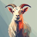 Low Poly Goat Vector Illustration With Pixel Art Style