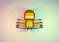 low poly golden metallic robot spider