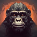 Low Poly Gorilla Portrait In Surreal Style