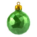 Low poly green 3d christmas ball