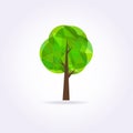 Low poly green tree icon illustration.