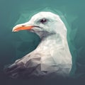 Low Poly Gull Portrait In Surreal Style