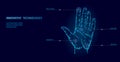 Low Poly Hand Scan Cyber Security. Personal Identification Fingerprint Handprint ID Code. Information Data Safety Access