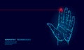Low Poly Hand Scan Cyber Security. Personal Identification Fingerprint Handprint ID Code. Information Data Safety Access