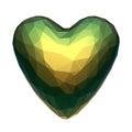 Low poly (polygon) heart with iridescent (jewel bug) material. Isolated