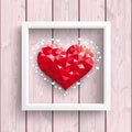 Low Poly Heart Pink Wood Frame