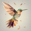 Low poly hummingbird flying in the air. Polygonal vector illustration.