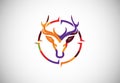 Low poly hunting logo design template,Hunting club, Deer head logo Royalty Free Stock Photo