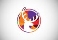 Low poly hunting logo design template,Hunting club, Deer head logo Royalty Free Stock Photo