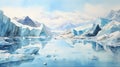 Glacier Painting Illustration: Hyperrealistic Murals Of Tranquil Serenity Royalty Free Stock Photo
