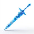 Low Poly Ice Sword Light Blue Crystal Weapon on White Royalty Free Stock Photo