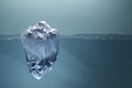 Low poly iceberg floating in water. Huge hidden part. Illustration. 3d render