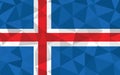 Low poly Iceland flag vector illustration. Triangular Icelander flag graphic. Iceland country flag is a symbol of independence