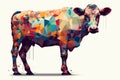 Low poly illustration of a cow. Geometric design. Vector illustration. AI generated animal ai Royalty Free Stock Photo