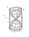 Low poly illustration of an hourglass. Vector. Outline drawing. Retro style. Background, symbol, emblem for the interior. Business