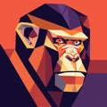 Low poly illustration of a monkey. Vector illustration of a monkey. Generative AI