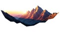 Low-poly illustration of mountains at sunset, featuring rugged peaks with sharp Royalty Free Stock Photo