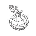 Low poly illustration of a tasty apple. Vector. Outline drawing. Retro style. Background, symbol, emblem for the interior.