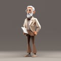 Low Poly Illustration Of A White Dressed Old Man