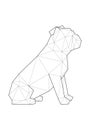 Low poly illustrations of dogs. English Bulldog sitting on white background.