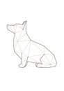 Low poly illustrations of dogs. Welsh Corgi sitting.