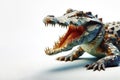 Low poly image of Crocodile on solid white bright background. ai generative