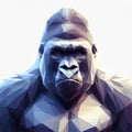 Low poly image of Gorilla on solid white bright background. ai generative